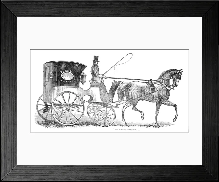 Framed Print : The new patent Quartobus'cab, 1844. Creator: Unknown Framed Print : The new patent Quartobus'cab, 1844. Creator: Unknown