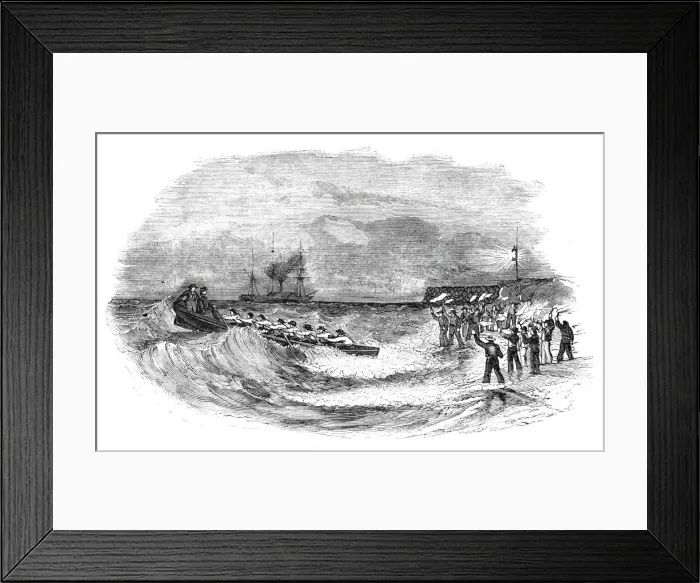 Framed Print : Landing the Abstract Express, at low water, 1844. Creator: Unknown Framed Print : Landing the Abstract Express, at low water, 1844. Creator: Unknown