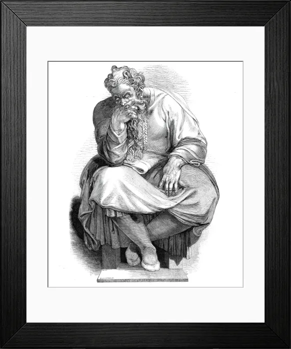 Framed Print : Specimen of wood-engraving - the Prophet Jeremiah, from the painting by Michael Angelo Framed Print : Specimen of wood-engraving - the Prophet Jeremiah, from the painting by Michael Angelo