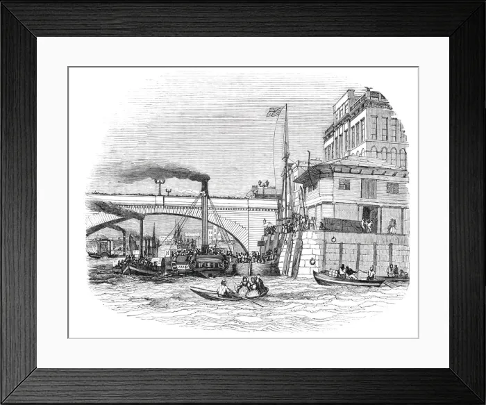 Framed Print : The London Bridge Steam Wharf, 1844. Creator: Unknown Framed Print : The London Bridge Steam Wharf, 1844. Creator: Unknown
