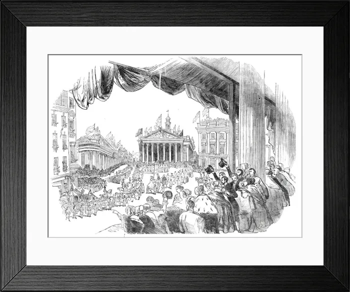 Framed Print : The Procession passing the Mansion House, 1844. Creator: Unknown Framed Print : The Procession passing the Mansion House, 1844. Creator: Unknown