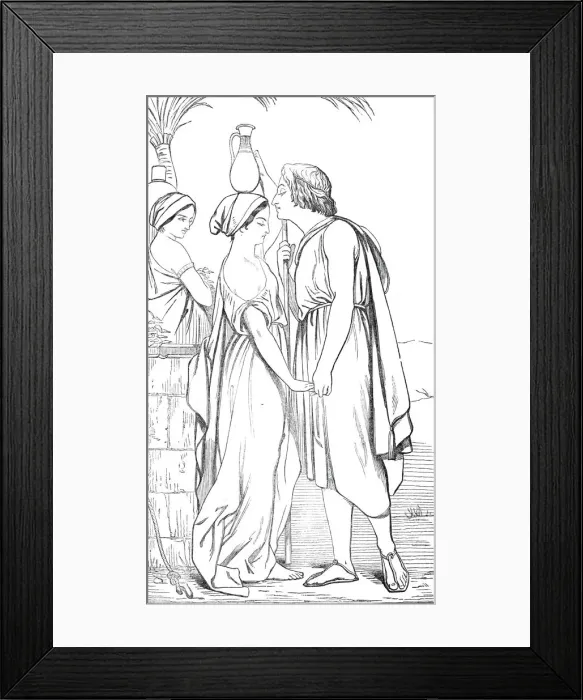 Framed Print : Jacob and Rachel - fresco by Mr. Cope, 1844. Creator: Unknown Framed Print : Jacob and Rachel - fresco by Mr. Cope, 1844. Creator: Unknown
