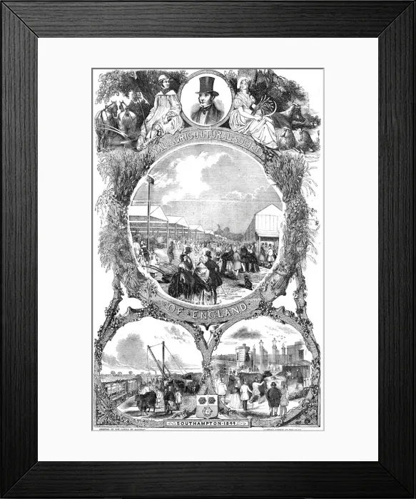 Framed Print : Royal Agricultural Society of England; arrival of the cattle by railway... 1844 Framed Print : Royal Agricultural Society of England; arrival of the cattle by railway... 1844