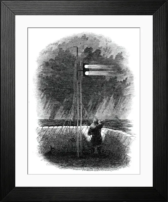 Framed Print : Indian Mail signals, at Folkestone, 1844. Creator: Unknown Framed Print : Indian Mail signals, at Folkestone, 1844. Creator: Unknown