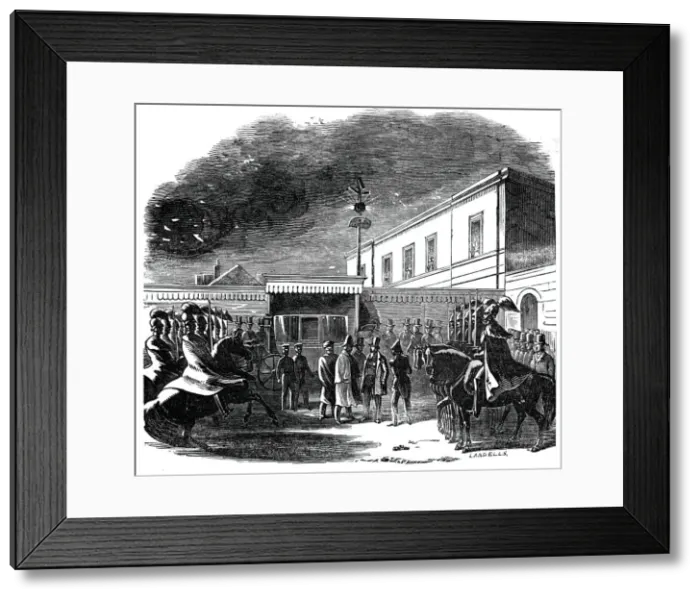 Framed Print : Arrival of the King of the French during the fire, 1844. Creator: Ebenezer Landells Framed Print : Arrival of the King of the French during the fire, 1844. Creator: Ebenezer Landells