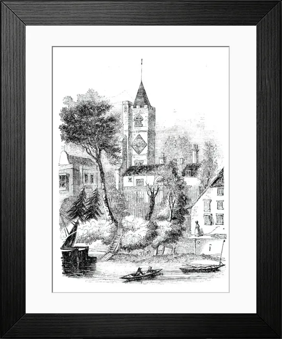 Framed Print : Fulham Church, 1843. Creator: Unknown Framed Print : Fulham Church, 1843. Creator: Unknown