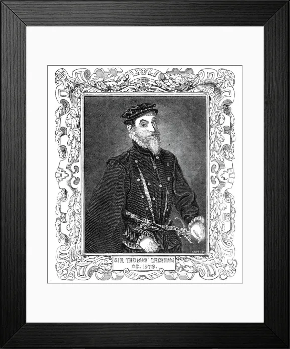 Framed Print : Sir Thomas Gresham - from the painting in Mercers Hall, 1844. Creator: Unknown Framed Print : Sir Thomas Gresham - from the painting in Mercers Hall, 1844. Creator: Unknown