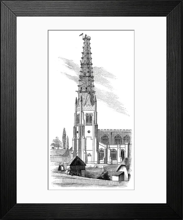 Framed Print : Thaxted Church Spire, 1844. Creator: Unknown Framed Print : Thaxted Church Spire, 1844. Creator: Unknown