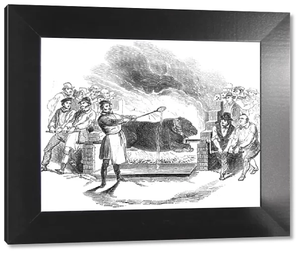 Roasting the ox, at Buckingham, 1844. Creator: Unknown