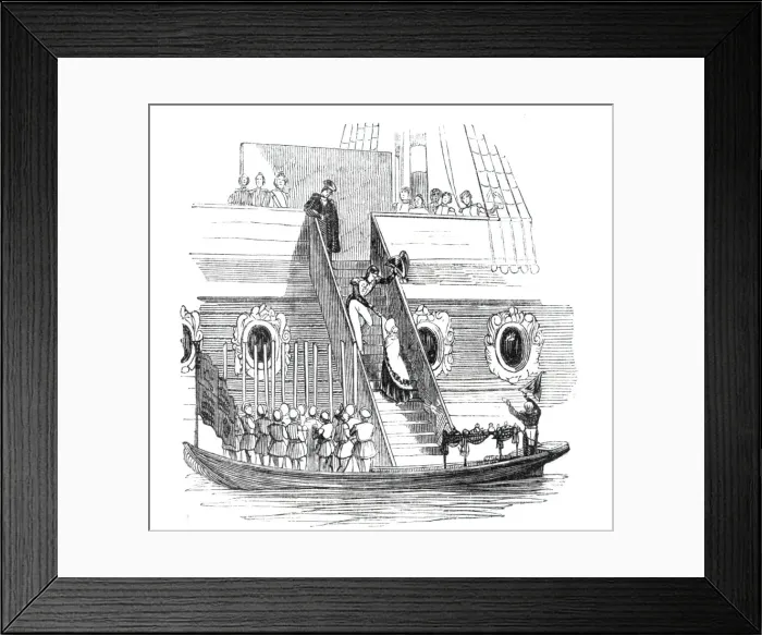 Framed Print : Her Majesty going on board the Royal George, 1842. Creator: Unknown Framed Print : Her Majesty going on board the Royal George, 1842. Creator: Unknown
