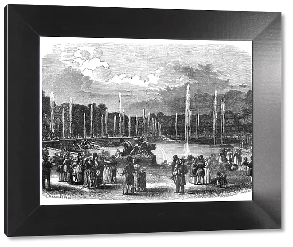 General view of the Fountains at Versailles whilst at work, 1844. Creator: Harrison