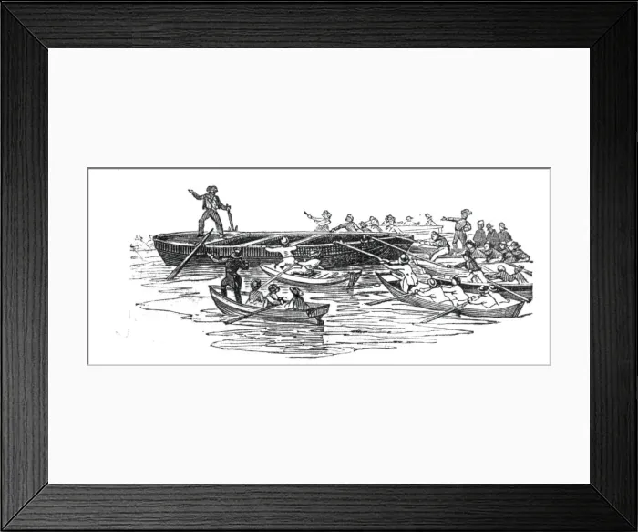 Framed Print : Hauling off the coal barge, 1842. Creator: Unknown Framed Print : Hauling off the coal barge, 1842. Creator: Unknown