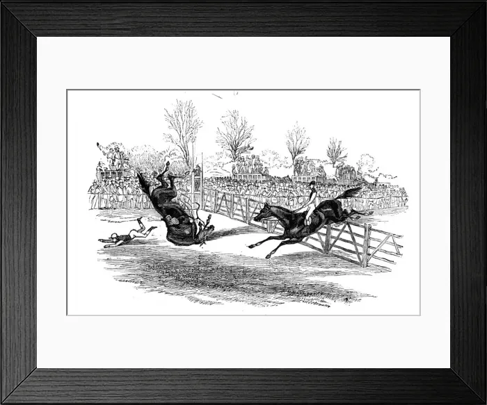 Framed Print : Hurdle race, 1844. Creator: Unknown Framed Print : Hurdle race, 1844. Creator: Unknown