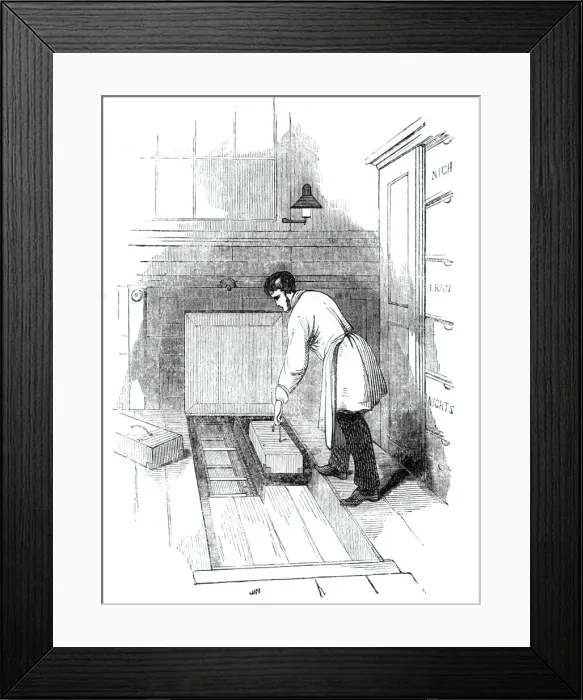Framed Print : The General Post-Office; The Office Letter Railroad, 1844. Creator: Unknown Framed Print : The General Post-Office; The Office Letter Railroad, 1844. Creator: Unknown