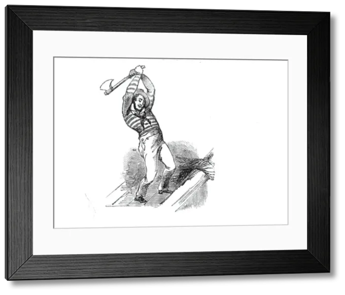 Framed Print : Chopping the hauser, 1842. Creator: Unknown Framed Print : Chopping the hauser, 1842. Creator: Unknown