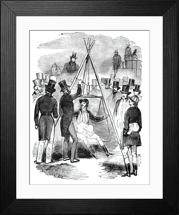 Framed Print : Weighing on the ground, 1844. Creator: Unknown Framed Print : Weighing on the ground, 1844. Creator: Unknown