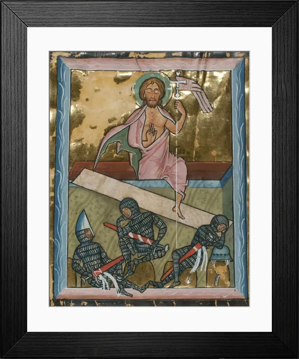 Framed Print : Manuscript Leaf with the Resurrection, from a Psalter, German, mid-13th century