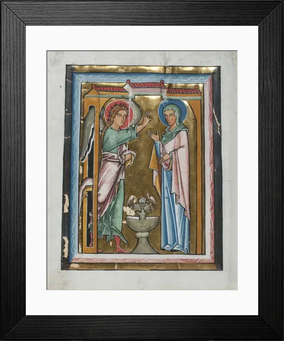 Framed Print : Manuscript Leaf with the Annunciation, from a Psalter, German, mid-13th century Framed Print : Manuscript Leaf with the Annunciation, from a Psalter, German, mid-13th century