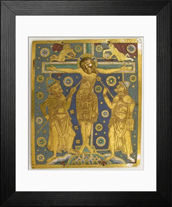 Framed Print : Plaque with the Crucifixion between Longinus and Stephaton and Personifications Framed Print : Plaque with the Crucifixion between Longinus and Stephaton and Personifications