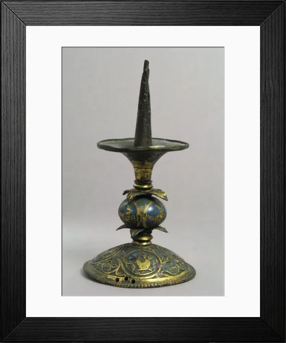 Framed Print : Pricket Candlestick with Birds, Vines, and Leaves, German, 1175-1200. Creator: Unknown Framed Print : Pricket Candlestick with Birds, Vines, and Leaves, German, 1175-1200. Creator: Unknown
