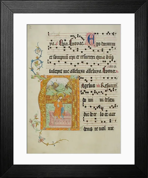 Framed Print : Manuscript Leaf with Initial A, from a Gradual, German, second quarter 15th century Framed Print : Manuscript Leaf with Initial A, from a Gradual, German, second quarter 15th century