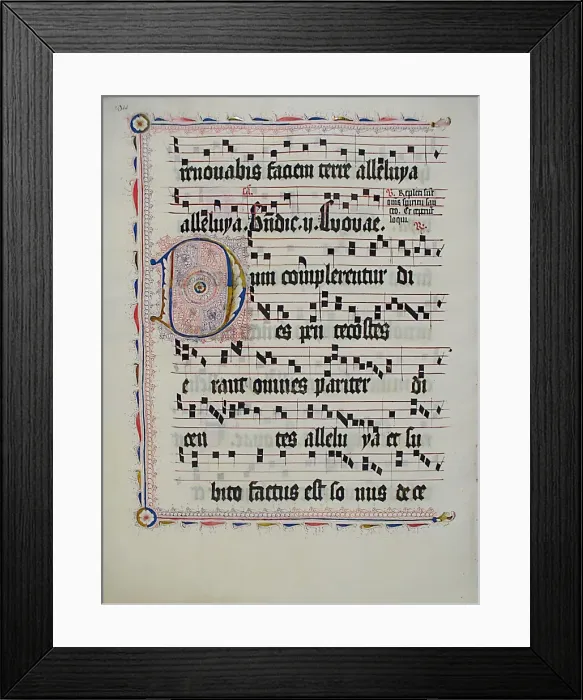 Framed Print : Manuscript Leaf with Initial D, from an Antiphonary, German, second quarter 15th century Framed Print : Manuscript Leaf with Initial D, from an Antiphonary, German, second quarter 15th century
