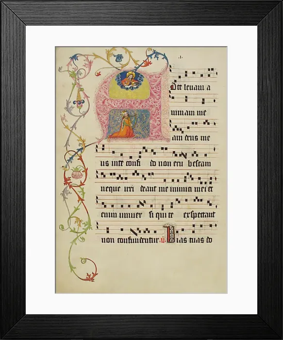 Framed Print : Manuscript Leaf with Initial A, from a Gradual, German, second quarter 15th century Framed Print : Manuscript Leaf with Initial A, from a Gradual, German, second quarter 15th century