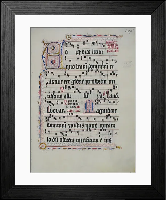 Framed Print : Manuscript Leaf with Initial A, from an Antiphonary, German, second quarter 15th century Framed Print : Manuscript Leaf with Initial A, from an Antiphonary, German, second quarter 15th century