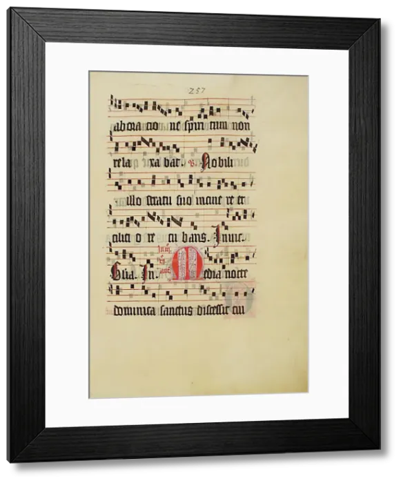 Framed Print : Manuscript Leaf with Initial M, from an Antiphonary, German, second quarter 15th century Framed Print : Manuscript Leaf with Initial M, from an Antiphonary, German, second quarter 15th century