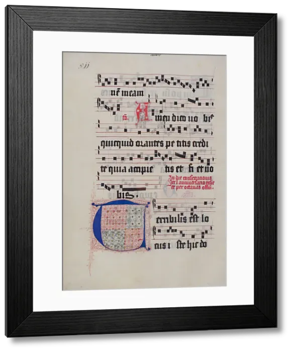 Framed Print : Manuscript Leaf with Initial T, from a Gradual, German, second quarter 15th century Framed Print : Manuscript Leaf with Initial T, from a Gradual, German, second quarter 15th century
