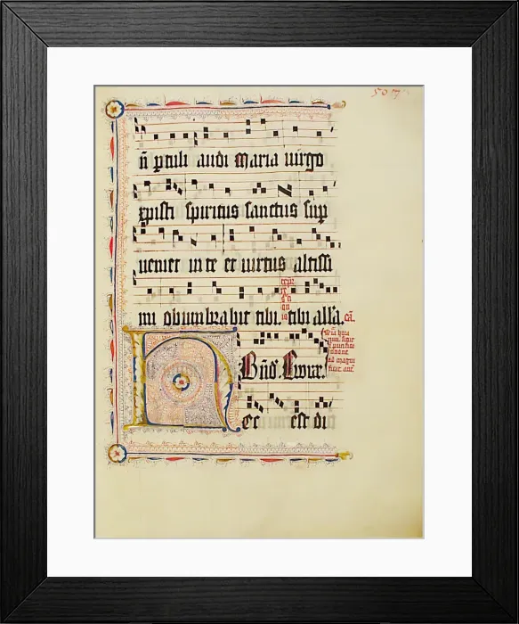 Framed Print : Manuscript Leaf with Initial H, from an Antiphonary, German, second quarter 15th century