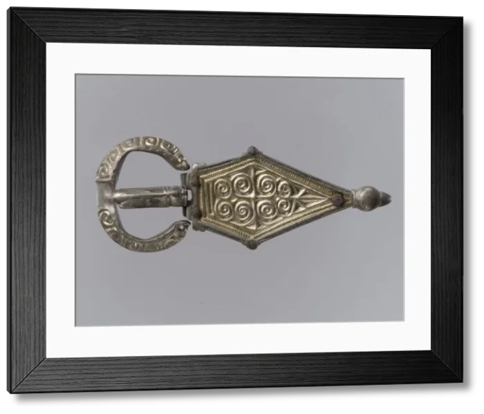 Framed Print : Belt Buckle With Trapezoidal Plate, Germanic, ca. 500. Creator: Unknown