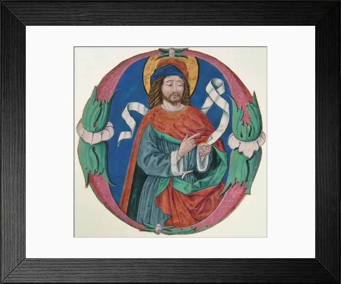 Framed Print : Manuscript Illumination with the Figure of a Saint in an Initial O, Italian, ca. 1480 Framed Print : Manuscript Illumination with the Figure of a Saint in an Initial O, Italian, ca. 1480