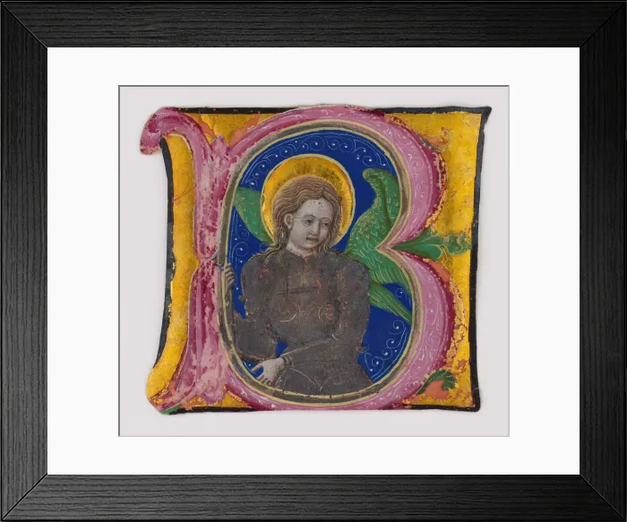Framed Print : Manuscript Leaf Cutting from a Choir Book with an Illuminated Initial B Framed Print : Manuscript Leaf Cutting from a Choir Book with an Illuminated Initial B