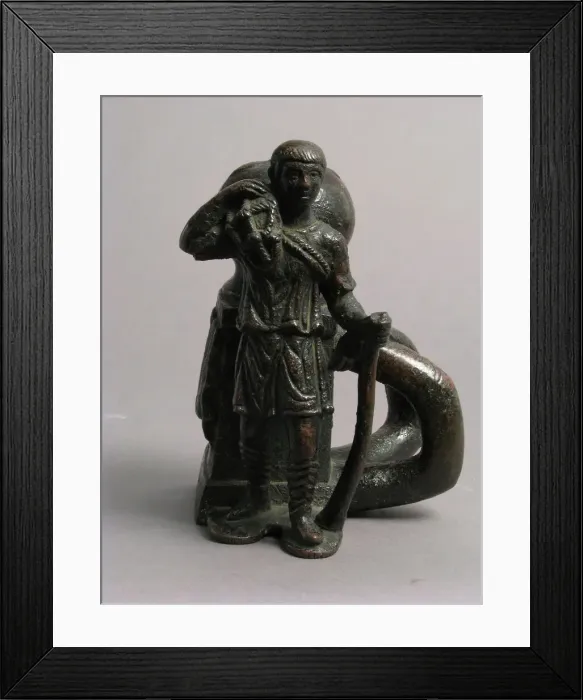 Framed Print : Bollard with a Fisherman, Late Roman or Byzantine, early 5th century. Creator: Unknown