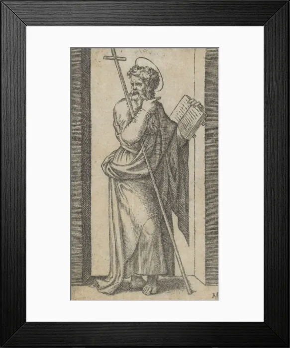 Framed Print : Saint Philip, book in his left hand, staff resting on his left arm, from the seri... ca Framed Print : Saint Philip, book in his left hand, staff resting on his left arm, from the seri... ca