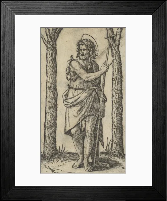 Framed Print : John the Baptist holding a staff, from the series Piccoli Santi (Small Saints)... ca Framed Print : John the Baptist holding a staff, from the series Piccoli Santi (Small Saints)... ca