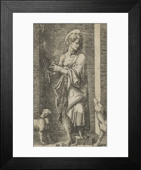 Framed Print : St Lazarus flanked by two dogs, from the series Piccoli Santi (Small Saints), c... ca Framed Print : St Lazarus flanked by two dogs, from the series Piccoli Santi (Small Saints), c... ca