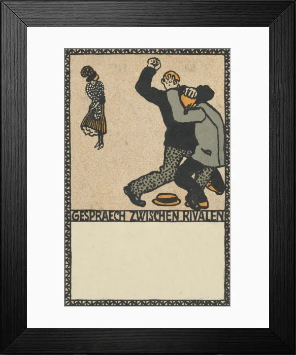 Framed Print : Conversation Between Rivals (Gespraech Zwischen Rivalen), 1907. Creator: Moritz Jung