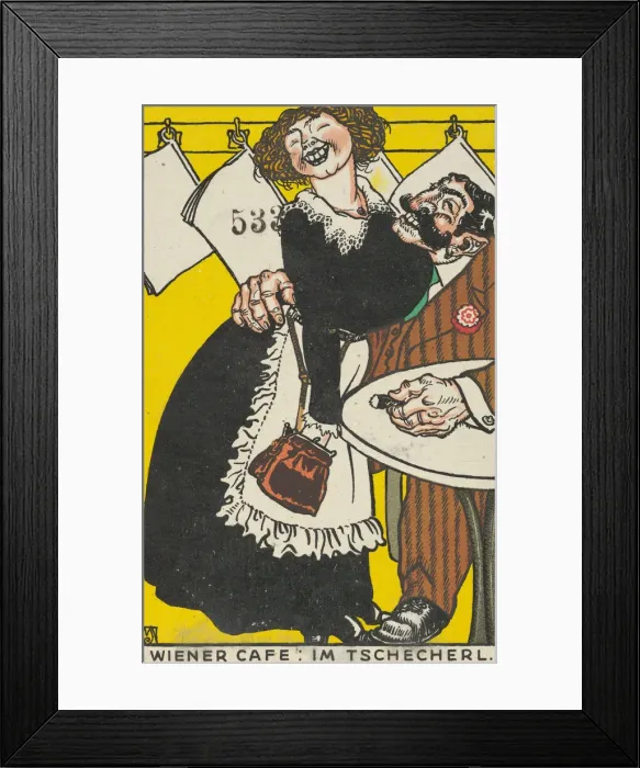 Framed Print : Viennese Cafe: In the Little Cafe (Wiener Cafe: Im Tschecherl), 1911. Creator: Moritz Jung Framed Print : Viennese Cafe: In the Little Cafe (Wiener Cafe: Im Tschecherl), 1911. Creator: Moritz Jung