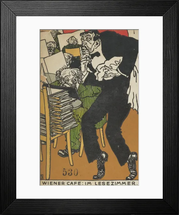 Framed Print : Viennese Cafe: In the Reading Room (Wiener Cafe: Im Lesezimmer), 1911. Creator: Moritz Jung Framed Print : Viennese Cafe: In the Reading Room (Wiener Cafe: Im Lesezimmer), 1911. Creator: Moritz Jung