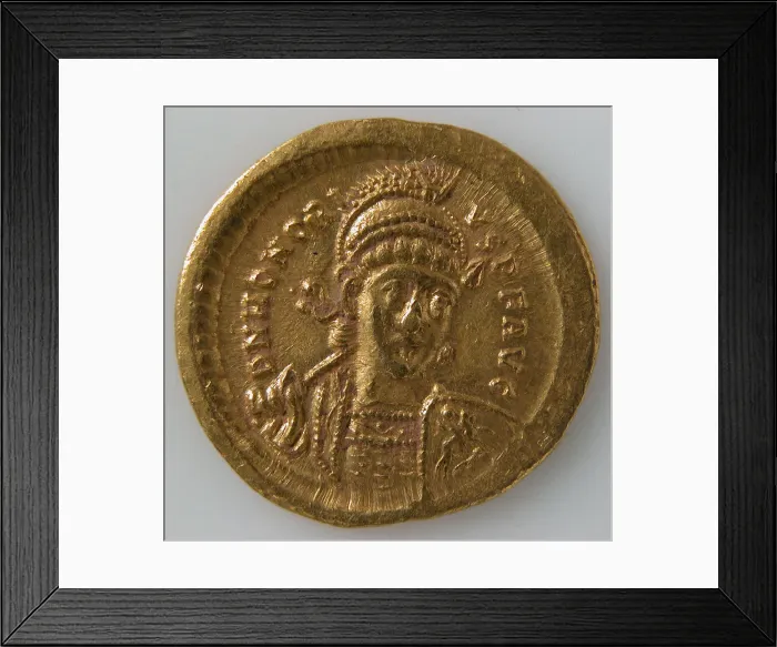 Framed Print : Solidus, Byzantine, 395-423. Creator: Unknown Framed Print : Solidus, Byzantine, 395-423. Creator: Unknown