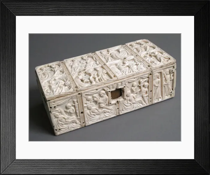Framed Print : Casket with Romance Scenes, French, ca. 1320-40. Creator: Unknown Framed Print : Casket with Romance Scenes, French, ca. 1320-40. Creator: Unknown