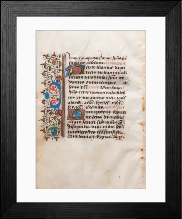 Framed Print : Manuscript Leaf, from a Book of Hours, French, 15th century. Creator: Unknown Framed Print : Manuscript Leaf, from a Book of Hours, French, 15th century. Creator: Unknown