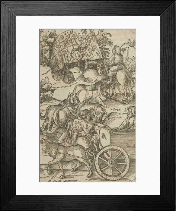 Framed Print : The Virtuous Man on a Chariot on his Way to Heaven, from Hymmelwagen auff dem Framed Print : The Virtuous Man on a Chariot on his Way to Heaven, from Hymmelwagen auff dem