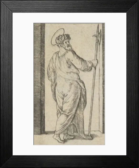 Framed Print : Saint Jude, holding a halberd in his right hand, from the series Piccoli Santi... ca Framed Print : Saint Jude, holding a halberd in his right hand, from the series Piccoli Santi... ca
