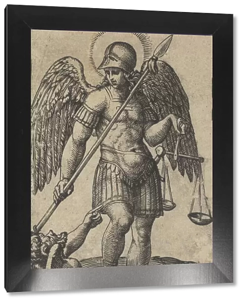 Saint Michael holding scales and a lance, a demon beneath him, from the series P... ca