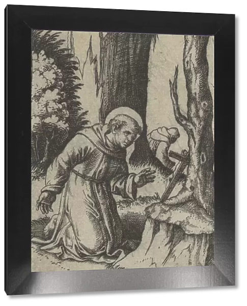 Saint Francis of Assisi praying before a crucifix, from the series Piccoli Santi... ca