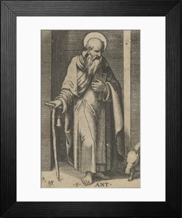 Framed Print : Saint Anthony, a staff in his right hand, from the series Piccoli Santi (Small... ca Framed Print : Saint Anthony, a staff in his right hand, from the series Piccoli Santi (Small... ca