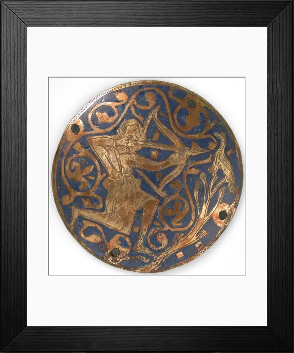 Framed Print : Medallion with Archer Shooting Bird, French, ca. 1240-60. Creator: Unknown Framed Print : Medallion with Archer Shooting Bird, French, ca. 1240-60. Creator: Unknown